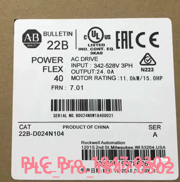 22BD024N104 Allen-Bradley 22B-D024N104 Powerflex 40 15HP 11KW AC Drive Retail Distributor Direct Supply